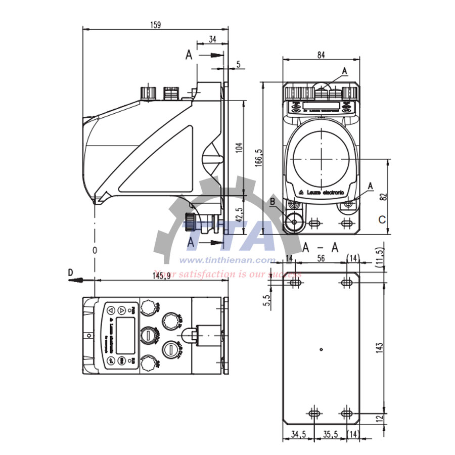 Bản vẽ kích thước Cảm biến khoảng cách LEUZE AMS 307i 120_Tín Thiên An