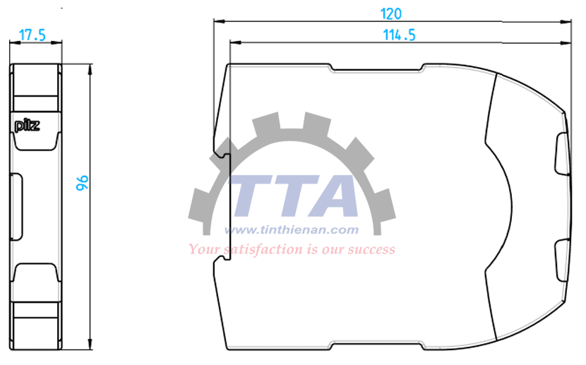 Bản vẽ kích thước PNOZ s2 C 24VDC 3NO-1NC PILZ (751102)_ Tín Thiên An