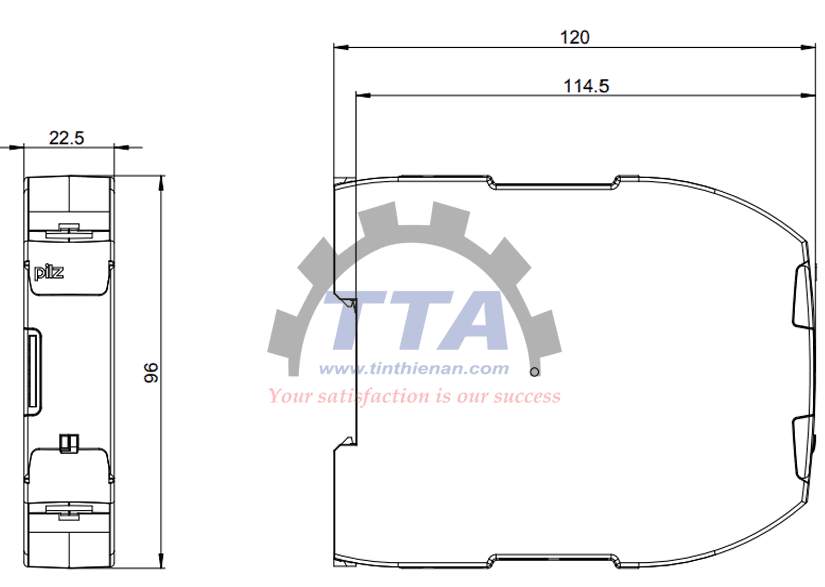 Bản vẽ kích thước Mô đun I/O PILZ PNOZ m EF 4DI4DOR (772143)_Tín Thiên An