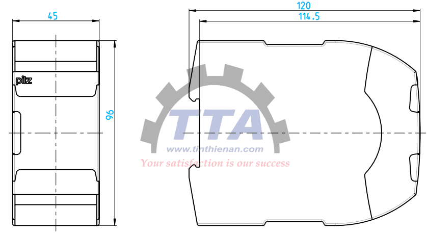 Bản vẽ kích thước Mô đun mở rộng PILZ PNOZ s11 (751111)_Tín Thiên An