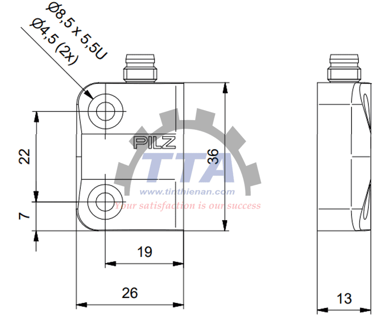 Bản vẽ kích thước Công tắc an toàn PILZ PSEN 1.1p-20/8mm/ 1 switch_Tín Thiên An