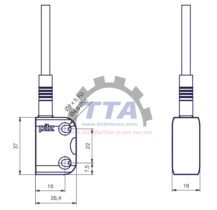 Bản vẽ kích thước PILZ PSEN cs3.1 M12/8-0.15m 1switch (541059)_Tín Thiên An