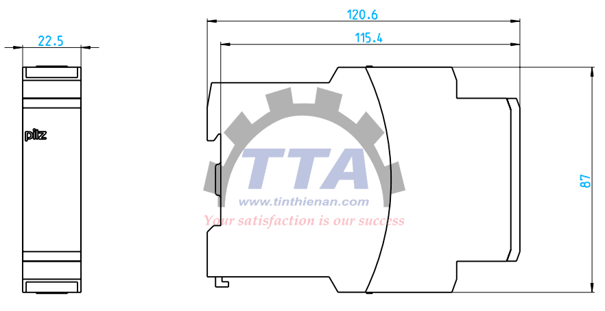 Bản vẽ kích thước Bản vẽ kích thước PILZ PNOZ X2.1 (774306)_Tín Thiên An