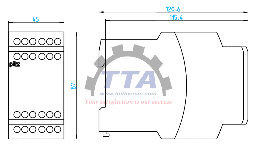 Bản vẽ kích thước PILZ PNOZ XV2 30/24VDC 2n/o 2n/o t (774500)_Tín Thiên An