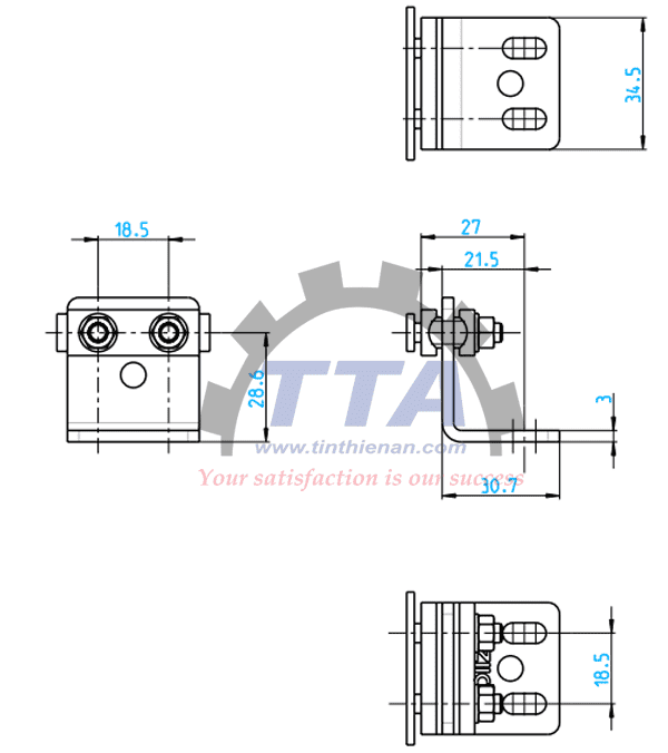 Bản vẽ kích thước PILZ PSEN op Bracket kit adjustable (630326)_Tín Thiên An