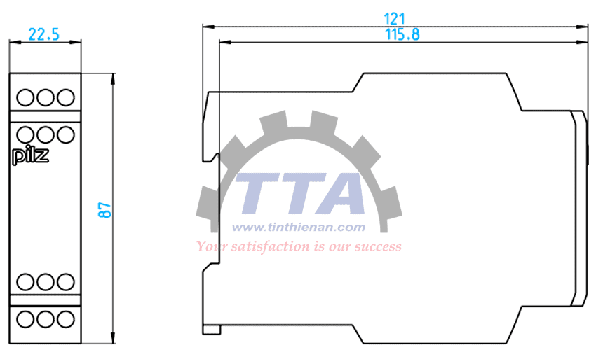 Bản vẽ kích thước Rơle an toàn PILZ PNOZ X7 (774059)_Tín Thiên An