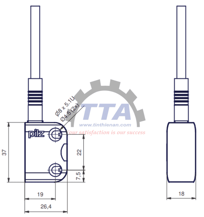 Bản vẽ kích thước Công tắc an toàn PILZ PSEN cs3.1p 1switch_Tín Thiên An