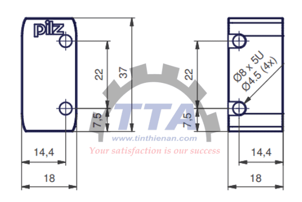 Bản vẽ kích thước PILZ PSEN cs3.1 1 actuator (541080)_Tín Thiên An