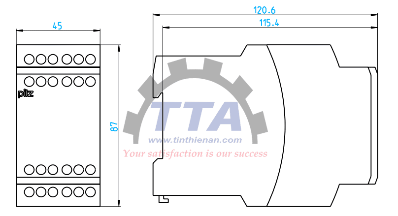 Bản vẽ kích thước Rơ le an toàn PILZ PNOZ XV2 3/24VDC 2n/o 2n/o t (774502)_Tín Thiên An