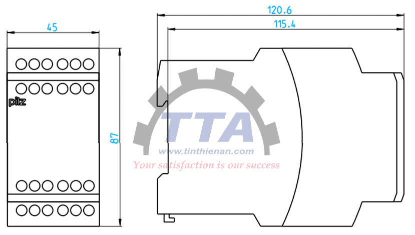 Bản vẽ kích thước Rơ le an toàn PILZ PNOZ X3 (774318)_Tín Thiên An