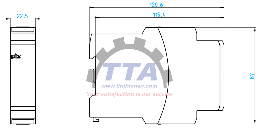 Bản vẽ kích thước Rơ le an toàn PILZ PNOZ e1vp (774131)_Tín Thiên An