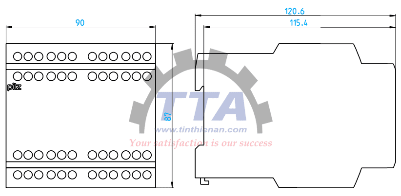 Bản vẽ kích thước Rơ le an toàn PILZ PNOZ 8 (774760)_Tín Thiên An