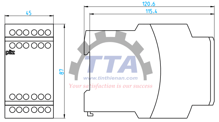 Bản vẽ kích thước Rơ le an toàn PILZ PNOZ 16S (774070)_Tín Thiên An