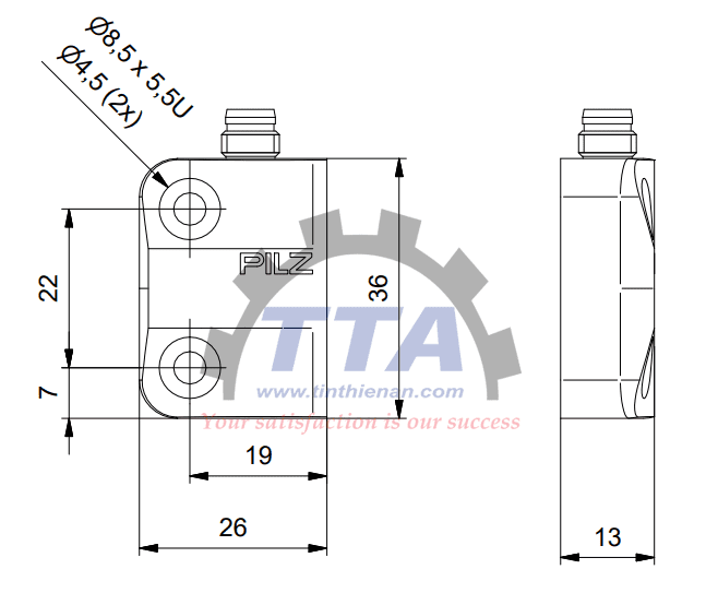 Bản vẽ kích thước Công tắc an toàn PILZ PSEN ma2.1p-10 (506400)_Tín Thiên An