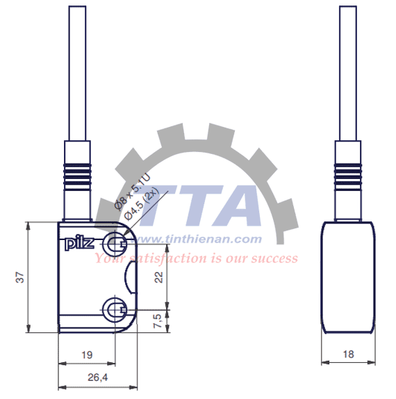 Bản vẽ kích thước Công tắc an toàn PILZ PSEN cs3.1n (541003)_Tín Thiên An