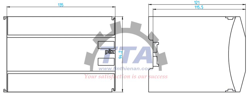 Bản vẽ kích thước Bộ điều khiển an toàn PILZ PNOZ m1p (773100)_Tín Thiên An