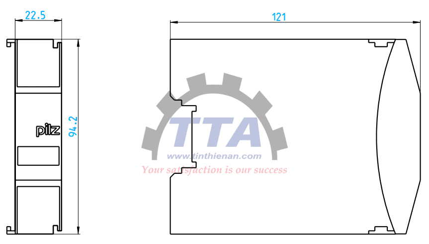 Bản vẽ kích thước Rơ le an toàn PILZ PNOZ mo4p 4n/o (773536)_Tín Thiên An