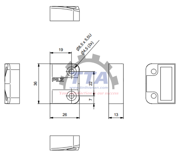 Bản vẽ kích thước PILZ PSEN 2.1-20/1actuator (512120)_Tín Thiên An