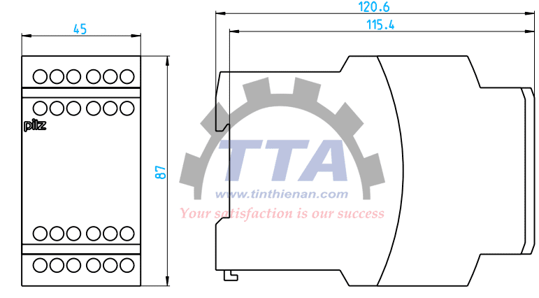 Bản vẽ kích thước Rơ le an toàn PILZ PNOZ XV3 30/24VDC (774540)_Tín Thiên An