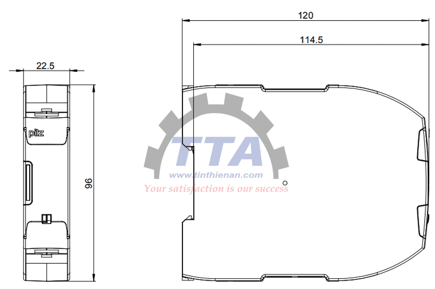 Bản vẽ kích thước Hệ thống điều khiển PILZ PNOZ m EF 8DI4DO (772142)_Tín Thiên An