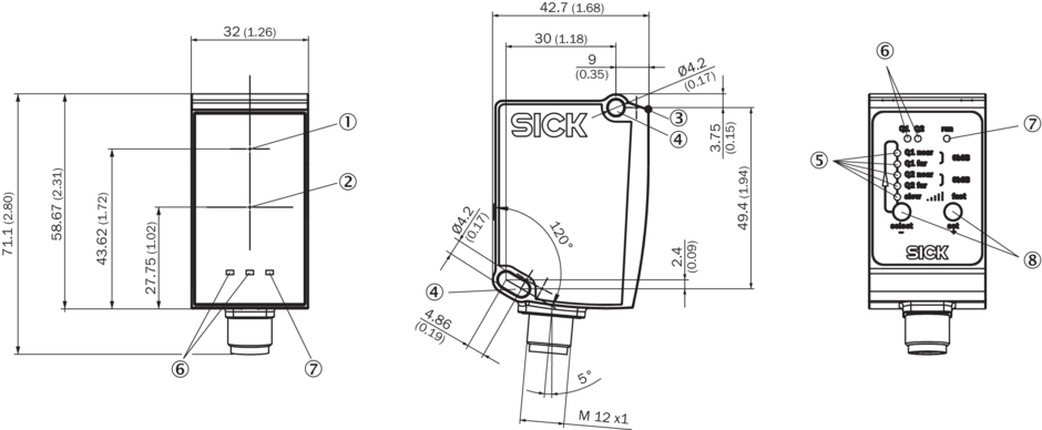 Bản vẽ kích thước Cảm biến khoảng cách tầm trung SICK DT35-B15251