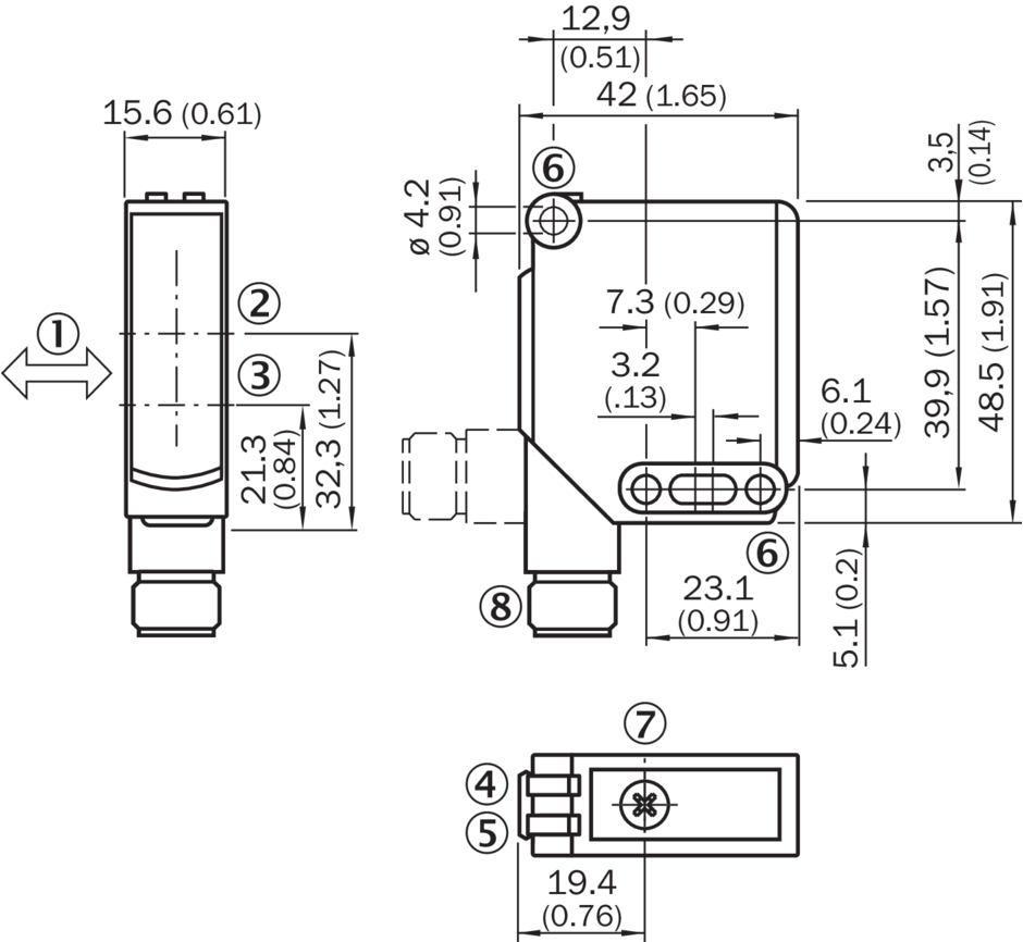 Bản vẽ kích thước Cảm biến quang điện nhỏ SICK WTB11-2P2461_Tín Thiên An