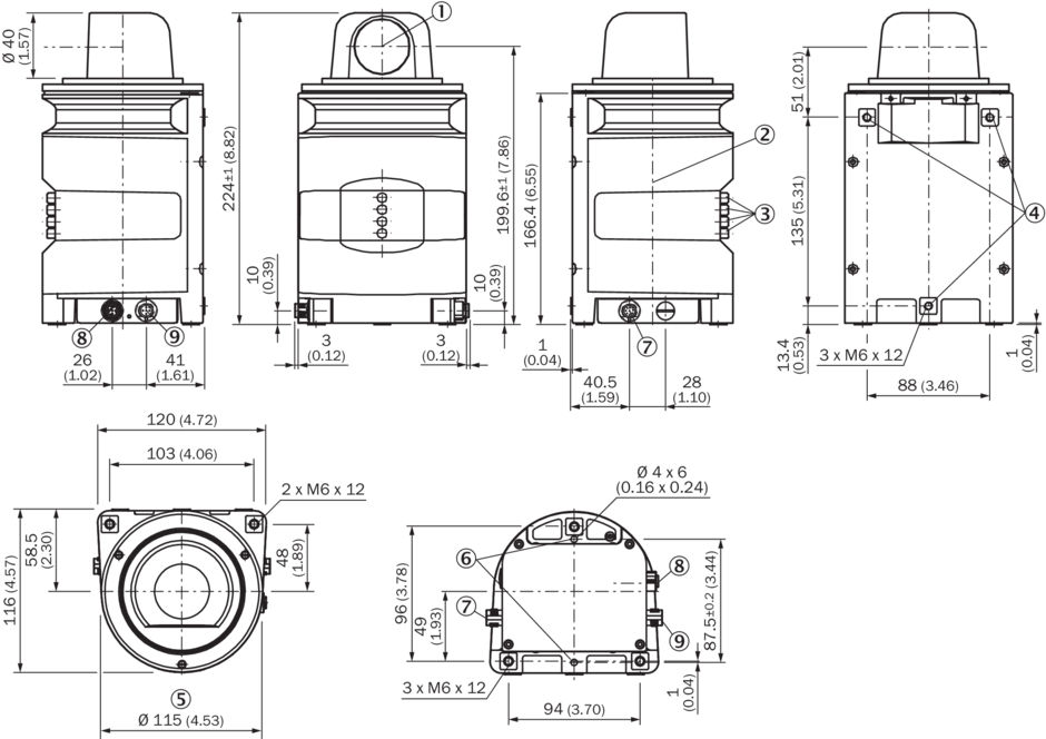 Bản vẽ kích thước Máy quét an toàn laser, cảm biến an toàn NAV350-3232 Sick