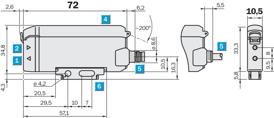 Bản vẽ kích thước Cảm biến sợi quang WLL190T-2N432_Tín Thiên An