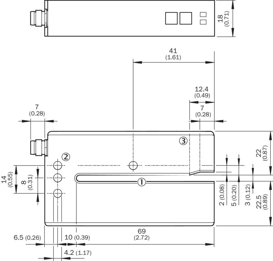 Bản vẽ kích thước Cảm biến Fork UFN3-70B413