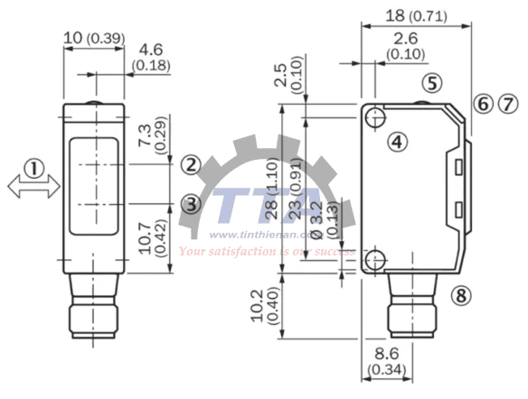 Bản vẽ kích thước Cảm biến quang điện SICK WT150-P460_Tín Thiên An