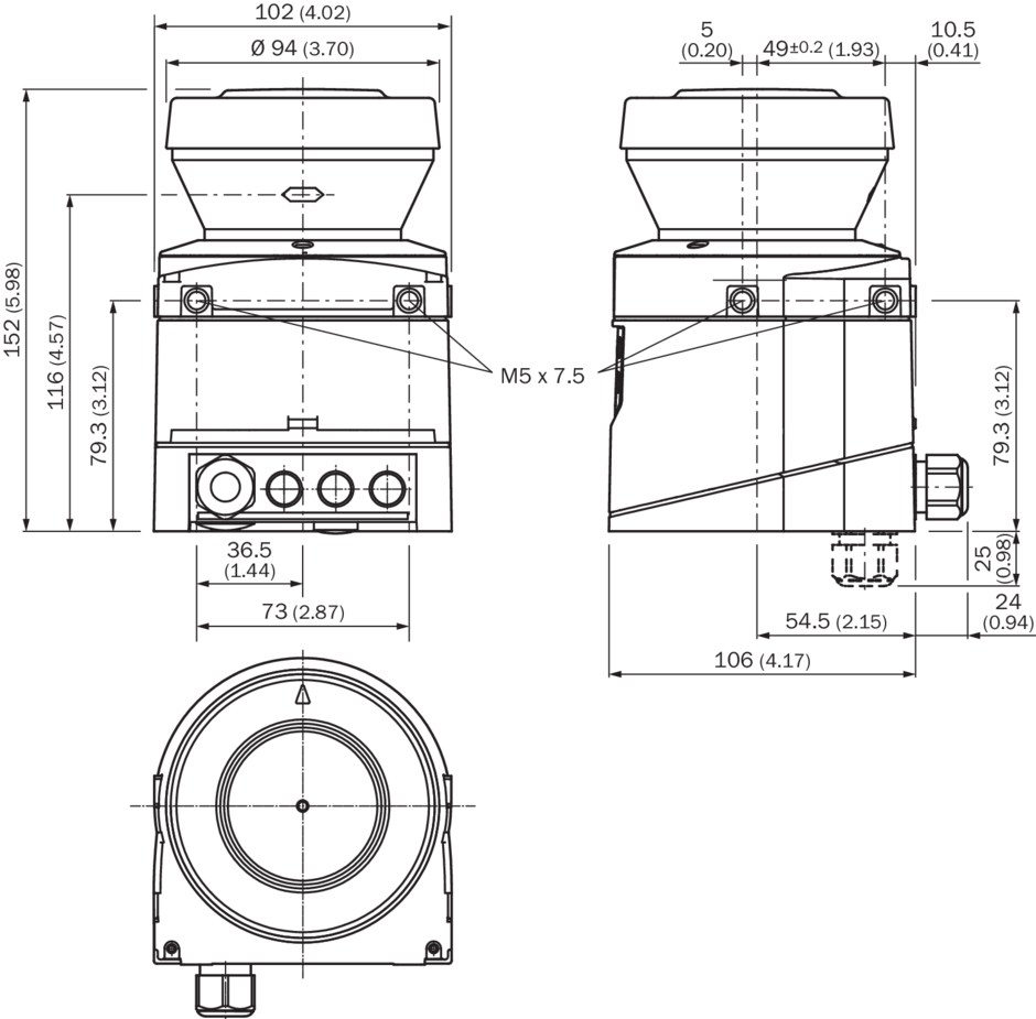 Bản vẽ kích thước Máy quét laser an toàn S30B-2011CA Sick