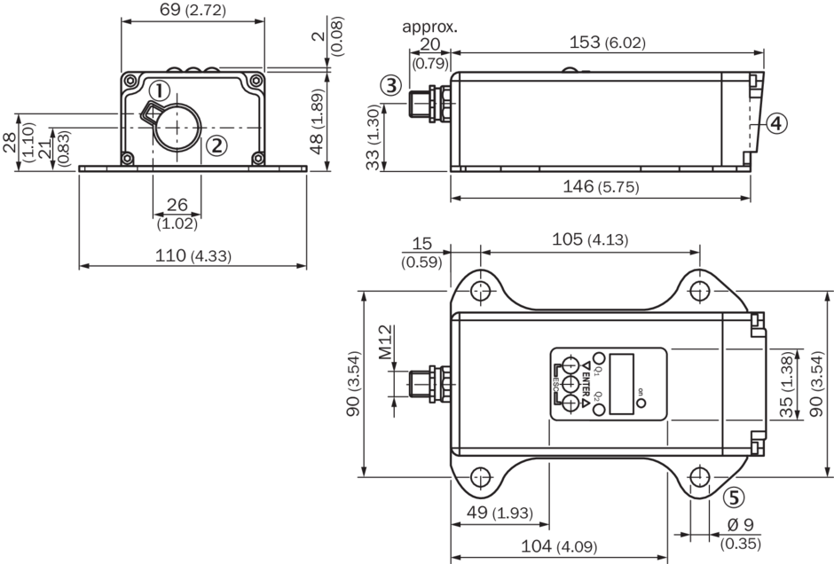 Bản vẽ kích thước Cảm biến khoảng cách xa Sick DT500-A112_Tín Thiên An