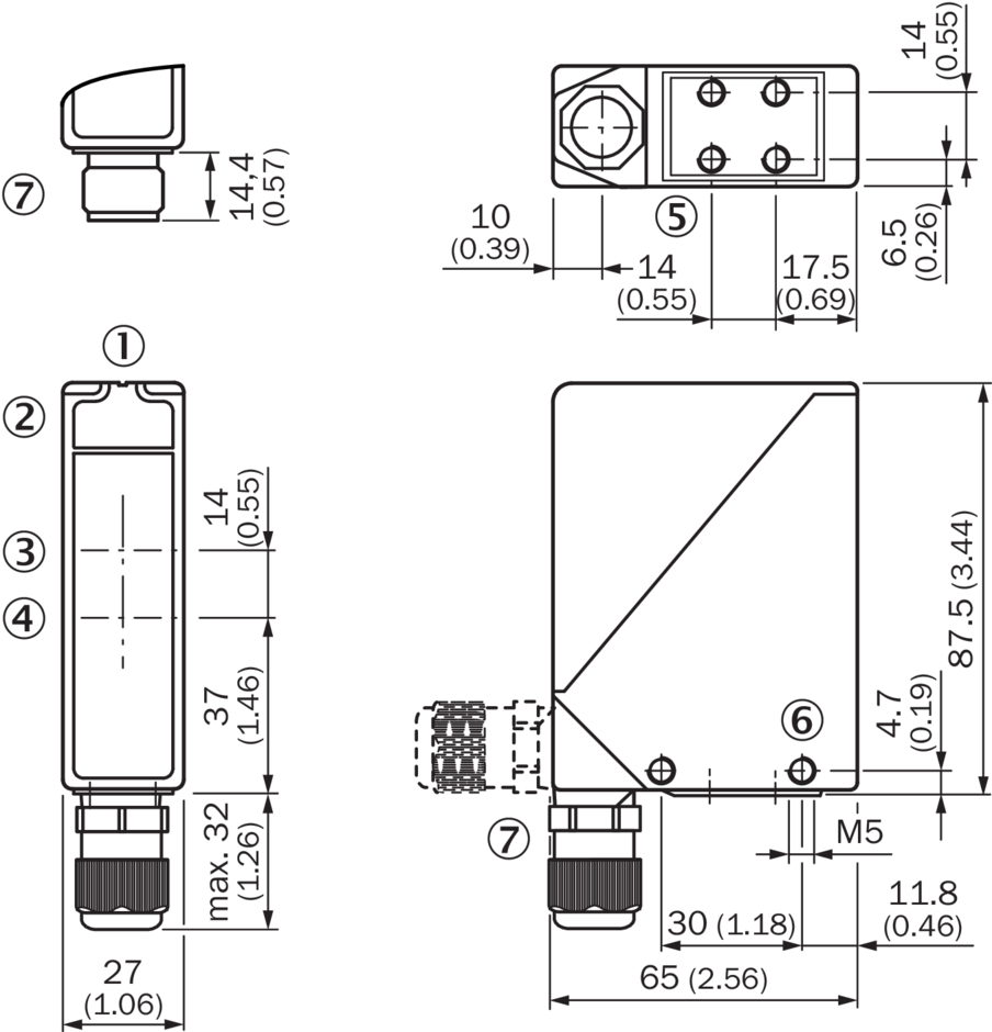 Bản vẽ kích thước Cảm biến quang điện WL24-2B230_Tín Thiên An