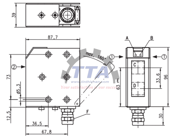 Bản vẽ kích thước Cảm biến LEUZE HRT 96M/P-1639-800-21 Ex n_Tín Thiên An