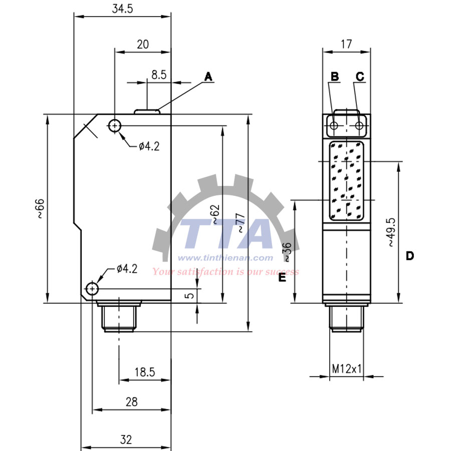 Bản vẽ kích thước Cảm biến LEUZE IPRK 95/44 L.2_Tín Thiên An