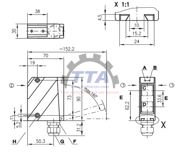 Bản vẽ kích thước Cảm biến LEUZE HRT 96M/P-1630-800-41_Tín Thiên An