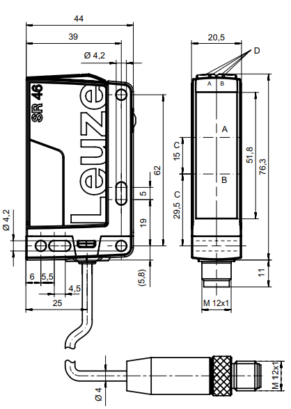 Bản vẽ kích thước LEUZE HT46C/4P-M12_Tín Thiên An