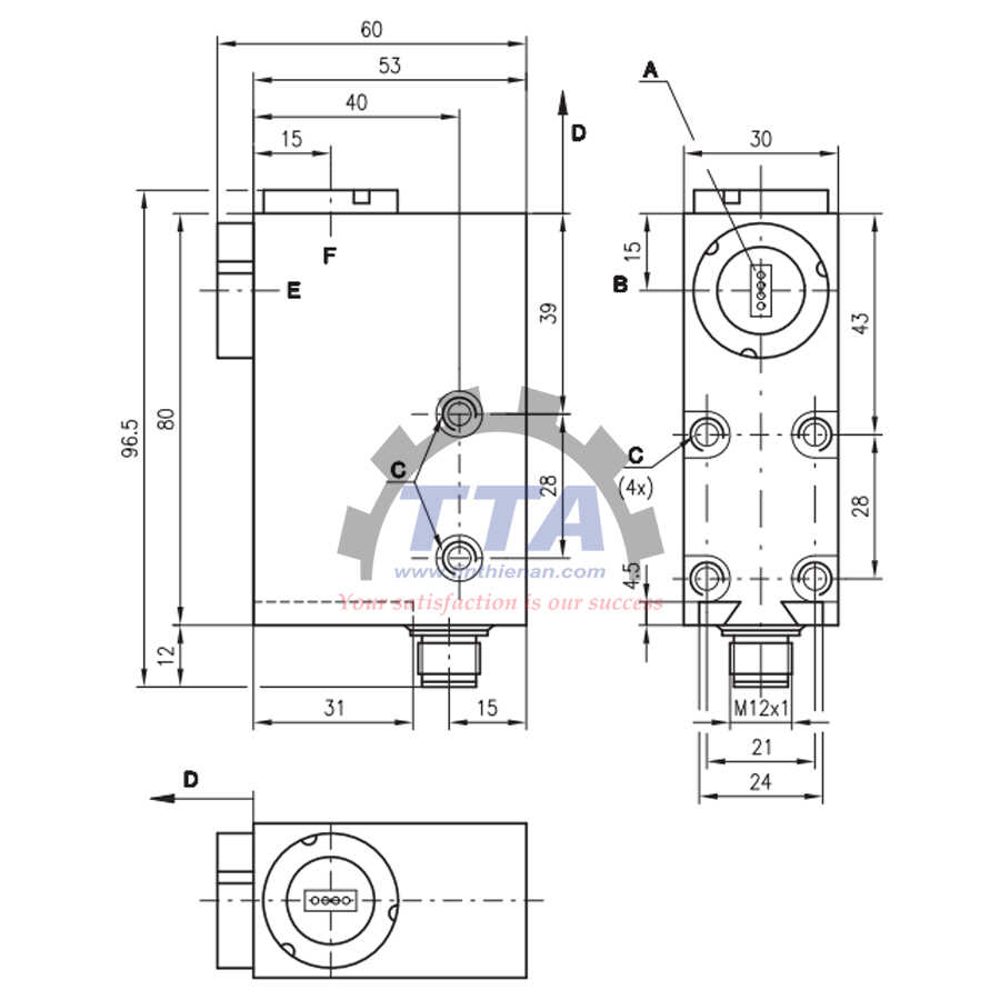 Bản vẽ kích thước Cảm biến LEUZE KRTM 20M/P-20-3320-S12_Tín Thiên An