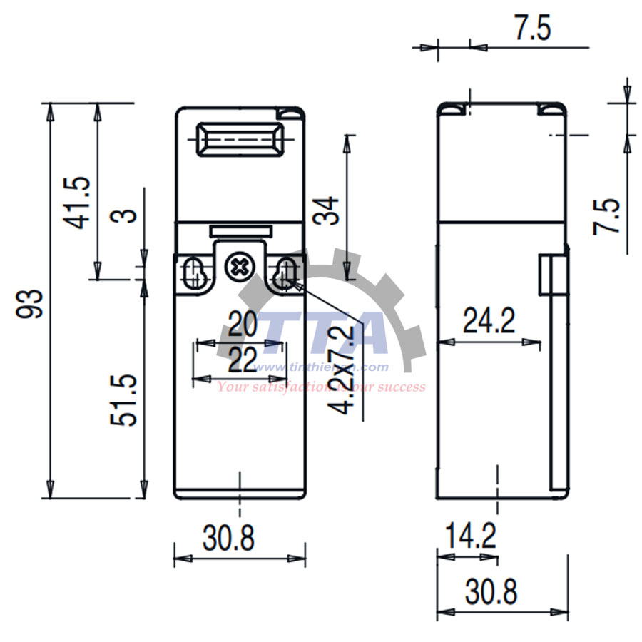 Bản vẽ kích thước Công tắc an toàn LEUZE S20-P1C1-M20-FH_Tín Thiên An