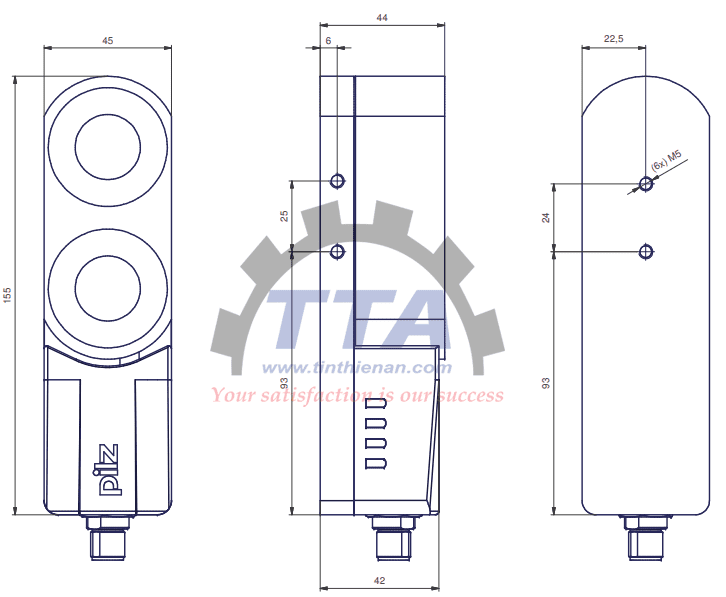 Bản vẽ kích thước Cổng an toàn PILZ PSEN sl-1.0p 1.1 (570600)_Tín Thiên An