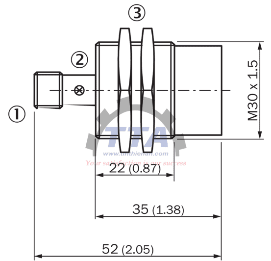 Bản vẽ kích thước Cảm biến tiệm cận IME30-38NNSZC0K_Tín Thiên An