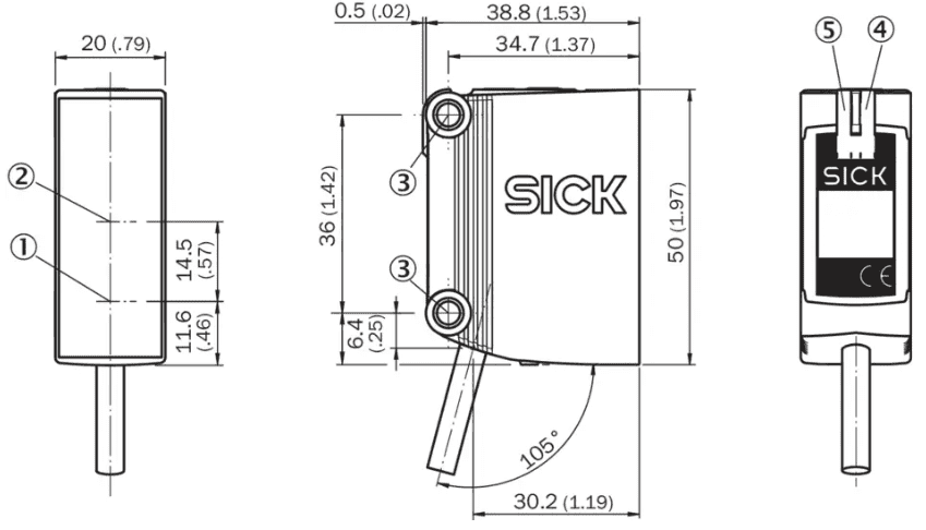 Bản vẽ kích thước Cảm biến quang điện nhỏ SICK GL10G-N1252_Tín Thiên An