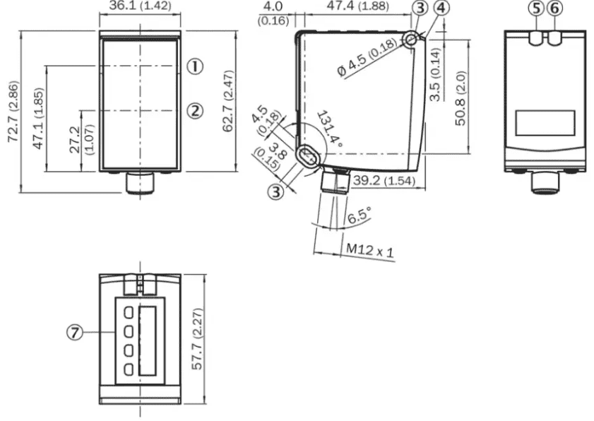 Bản vẽ kích thước Cảm biến khoảng cách SICK DT50-P1114