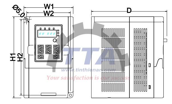 Bản vẽ kích thước Biến tần INVT GD10-0R7G-S2-B-ZX 1 pha 220V_Tín Thiên An