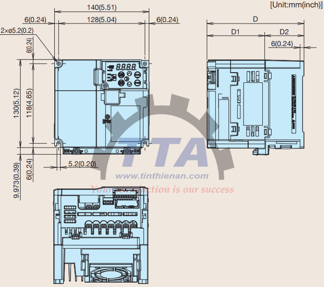 Bản vẽ kích thước Fuji FRN0012E2S-4GB 3 pha 380 V_Tín Thiên An