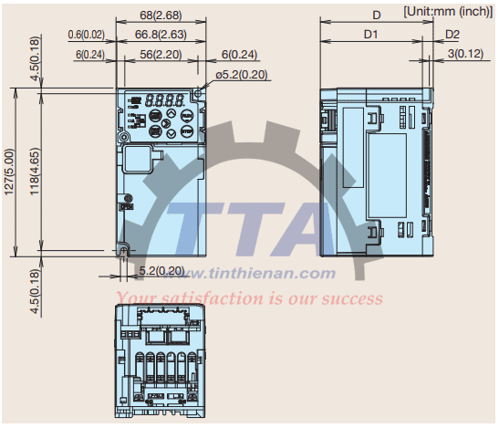 Bản vẽ kích thước biến tần Fuji FRN0001E2S-7GB_Tín Thiên An