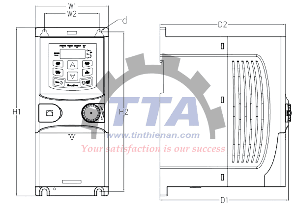 Bản vẽ kích thước biến tần INVT GD20-0R7G-4 _Tín Thiên An