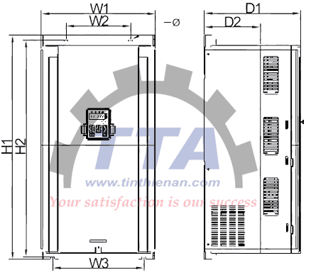 Bản vẽ kích thước biến tần INVT GD20-055G-4_Tín Thiên An