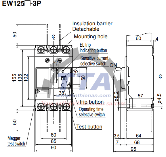 Bản vẽ kích thước Fuji EW125RAG 3P_Tín Thiên An