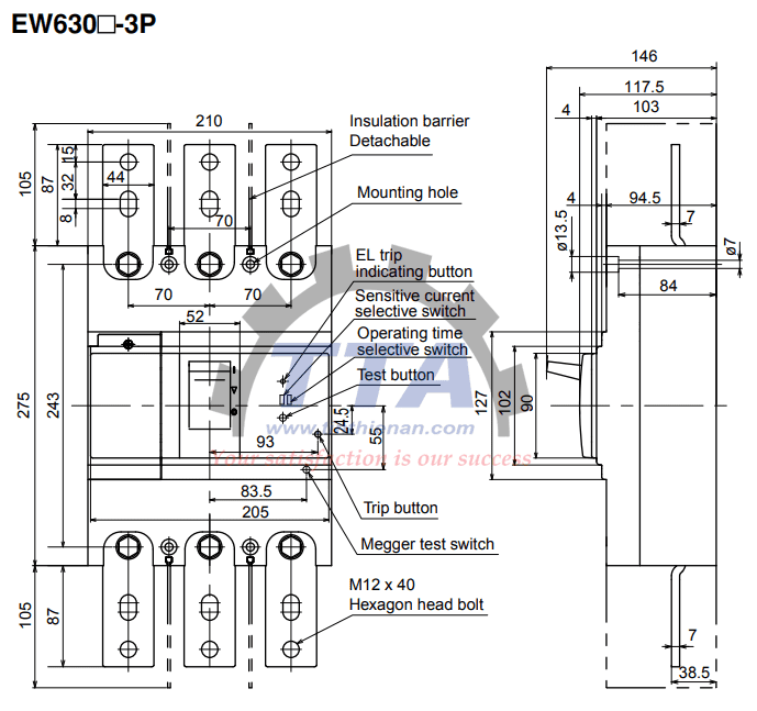 Bản vẽ kích thước Fuji EW630HAG 3P_Tín Thiên An